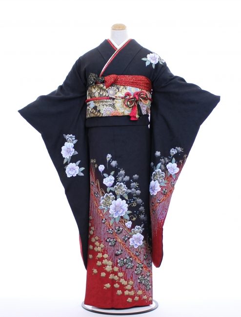 中振袖 TM30208 裾赤椿文様 ¥80,000